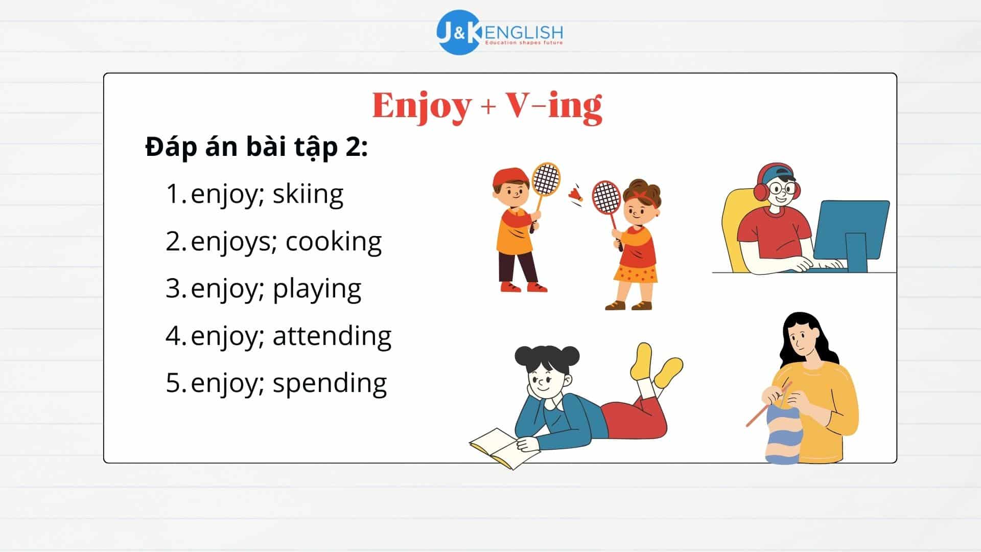 Cách dùng cấu trúc Enjoy