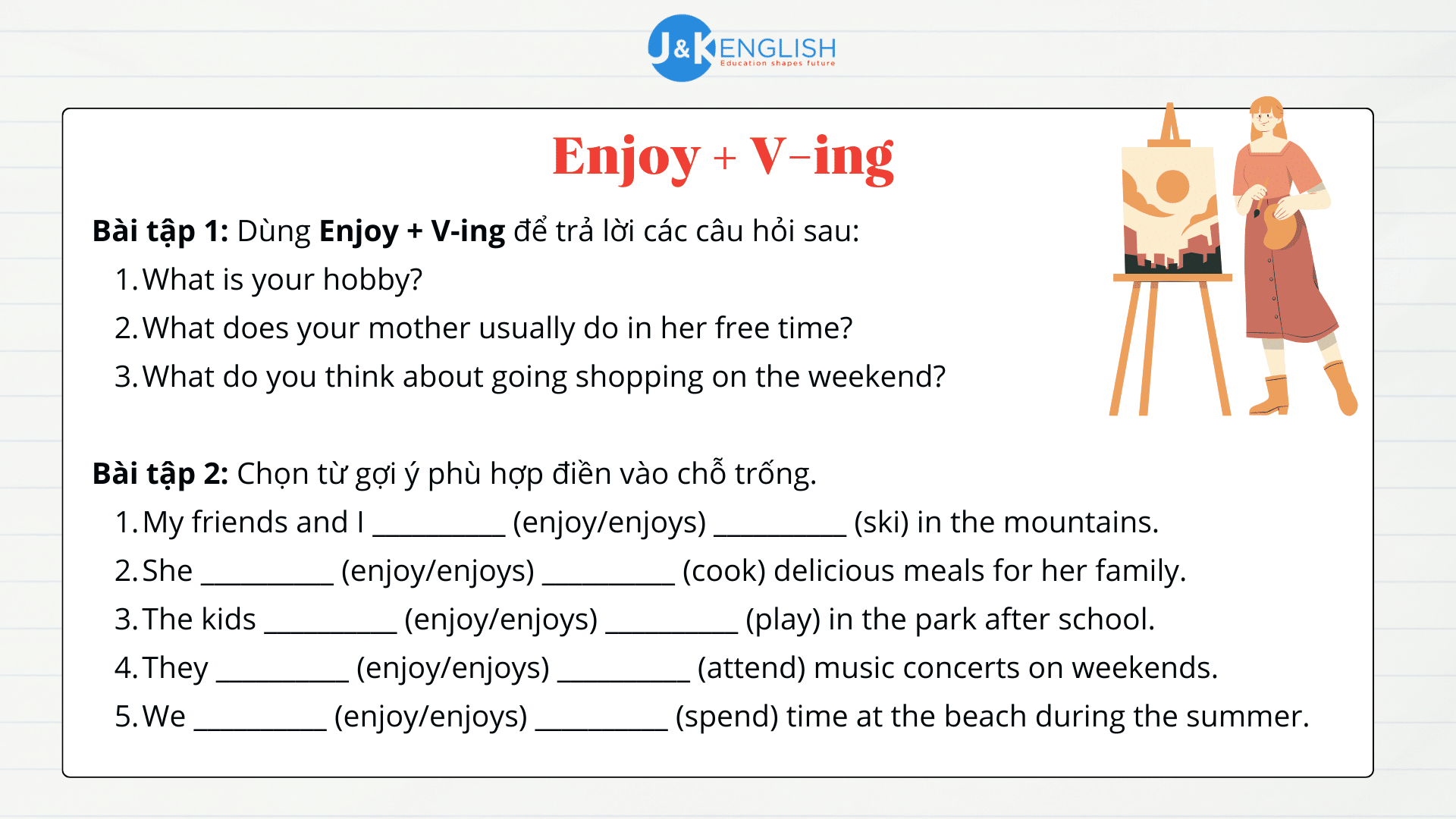Cách dùng cấu trúc Enjoy