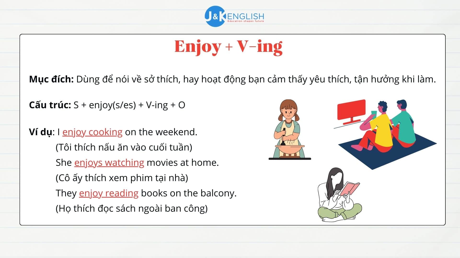 Cách dùng cấu trúc Enjoy