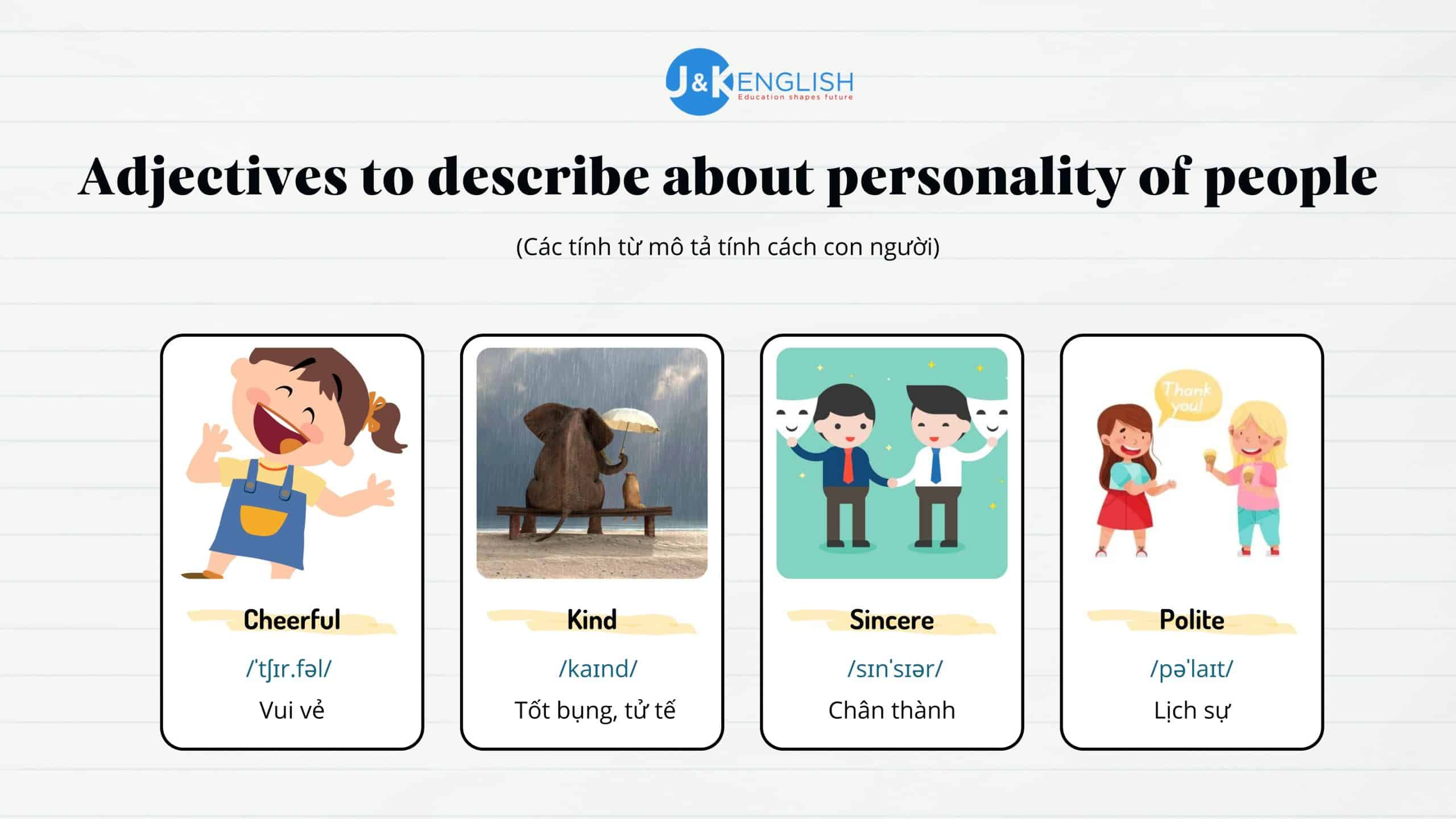 Các tính từ mô tả tính cách con người có ví dụ minh họa
